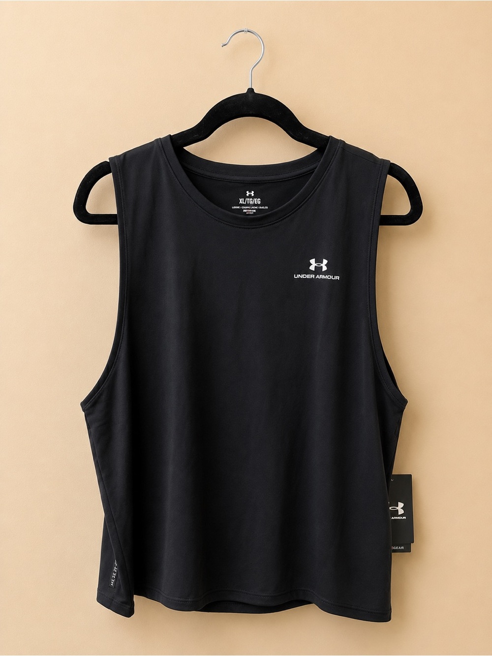 Under Armour Black Performance Sleeveless Tank with White Logo